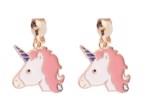 Børne øreringe - clips; Unicorn -  Pink Raity 